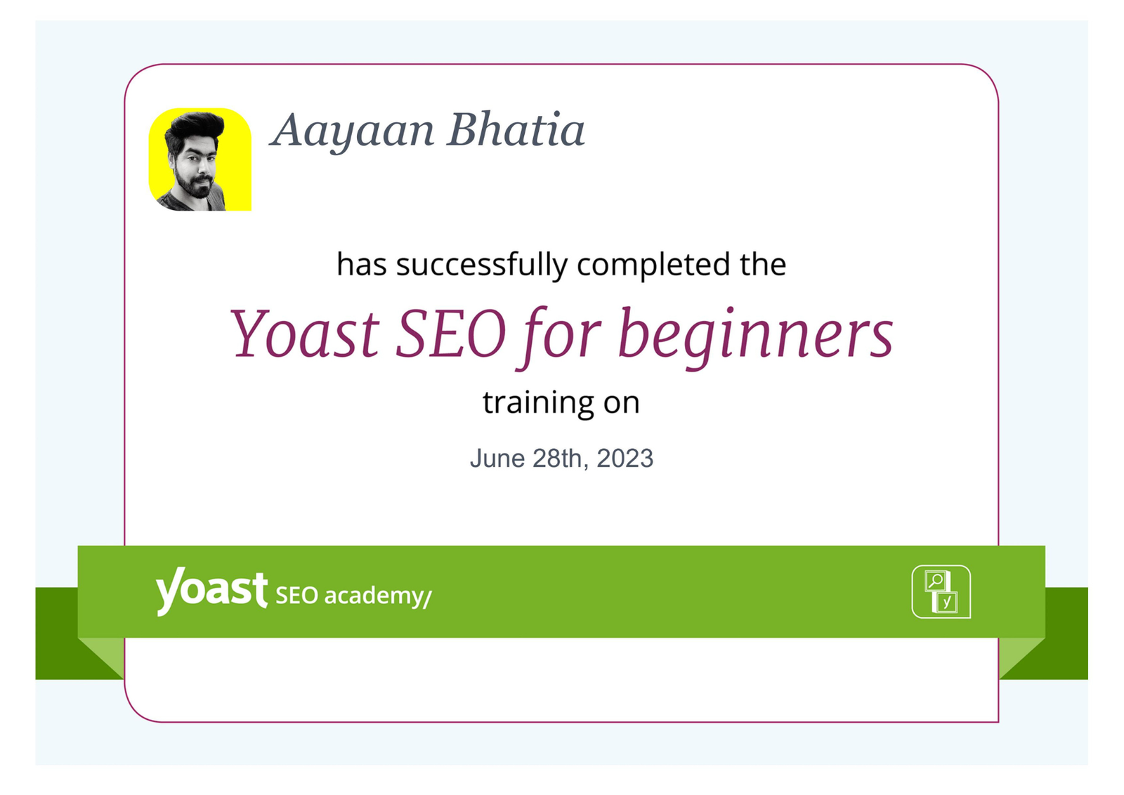 Yoast SEO Certificate size 1754x1241